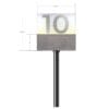 Modern Collection's checkstand cube with customizable numbers has an overall dimension of 11.5" cubed. Solid base is 5" tall.