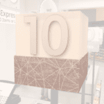 Checkstand light cube from Shop2It Retail's Modern Collection shown in a grocery store décor layout. Checkstand light is acrylic and has a customizable number.