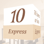 Traditional Collection's checkstand cube for the Express Lane made of white acrylic with digitally printed brown vinyl.