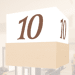 Traditional Collection's white acrylic checkstand cube for the Checkout Lane with digitally printed brown vinyl media numbers