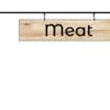 Modern Collection's aisle outrigger with wood background on L-bracket to be mounted on spine of aisle shelves or gondolas.