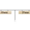 Modern Collection's aisle outrigger with wood background on t-bracket to be mounted on spine of aisle shelves or gondolas.