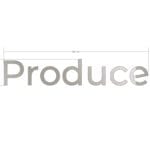Modern collection's Produce dept. wayfinding sign large wall copy dimensional letters measuring about 23" tall by 128" wide.