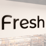 Modern collection wall copy dimensional letters for Fresh food department wayfinding. Aluminum face with a finished edge