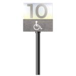 Modern Collection's checkstand cube with ADA symbol on all four sides of the base. Easily mounts to the checkstand pole.