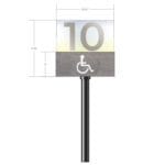 Modern Collection's check stand cube for ADA Lane that is 11.5" tall by 11.5" wide with a base that is 5" tall.