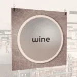 Modern Collection's singled sided large department sign with digitally printed text "wine" centered on a circular overlay