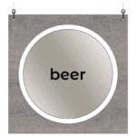 Modern Collection's single sided large department with text "beer" that is digitally printed on vinyl-wrapped wood core.
