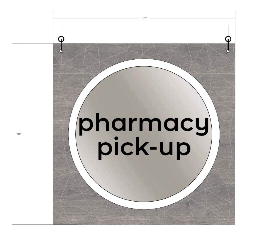 Department Sign, Hanging (Modern) - Large, Pharmacy Pick-up Shop2It Retail - Department Sign, Hanging (Modern) - Large, Pharmacy Pick-up