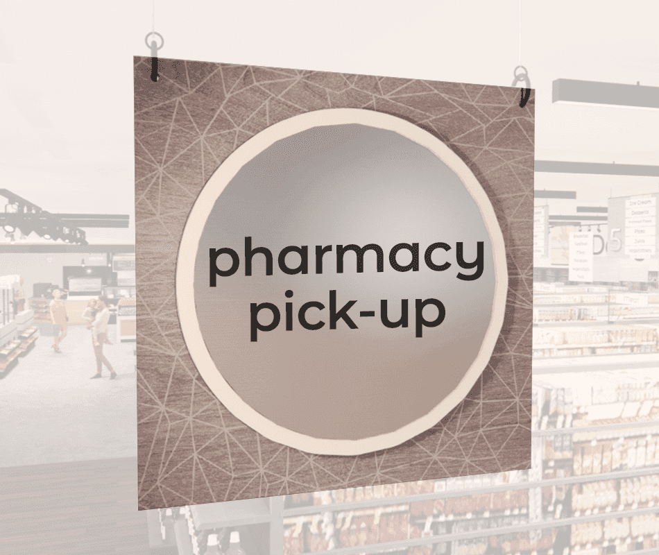 Department Sign, Hanging (Modern) - Large, Pharmacy Pick-up Shop2It Retail - Department Sign, Hanging (Modern) - Large, Pharmacy Pick-up