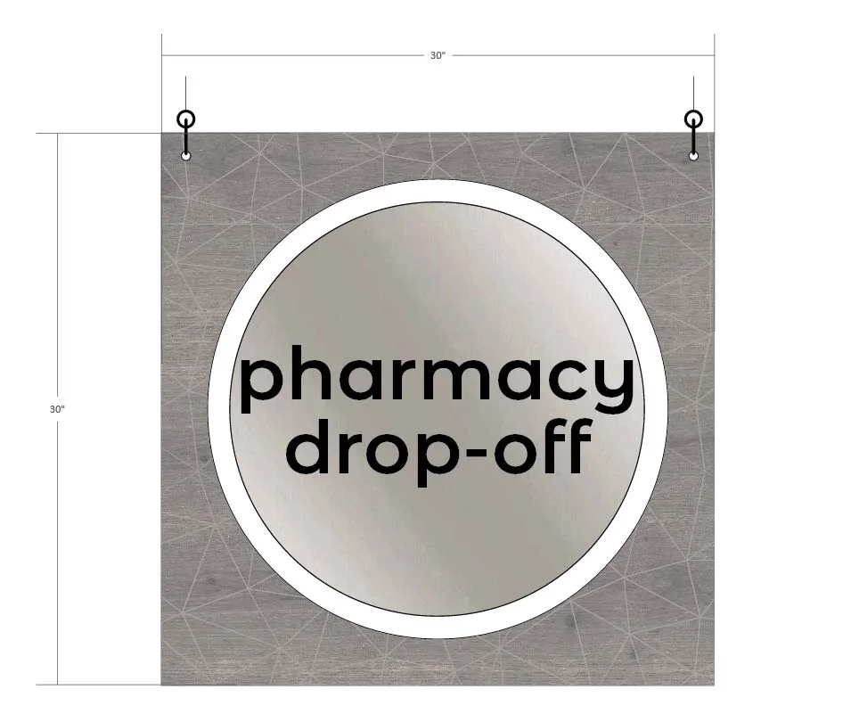 Department Sign, Hanging (Modern) - Large, Pharmacy Drop-off Shop2It Retail - Department Sign, Hanging (Modern) - Large, Pharmacy Drop-off