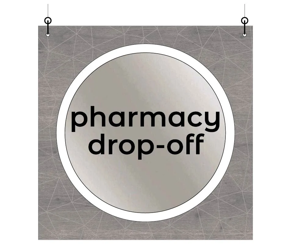 Department Sign, Hanging (Modern) - Large, Pharmacy Drop-off Shop2It Retail - Department Sign, Hanging (Modern) - Large, Pharmacy Drop-off
