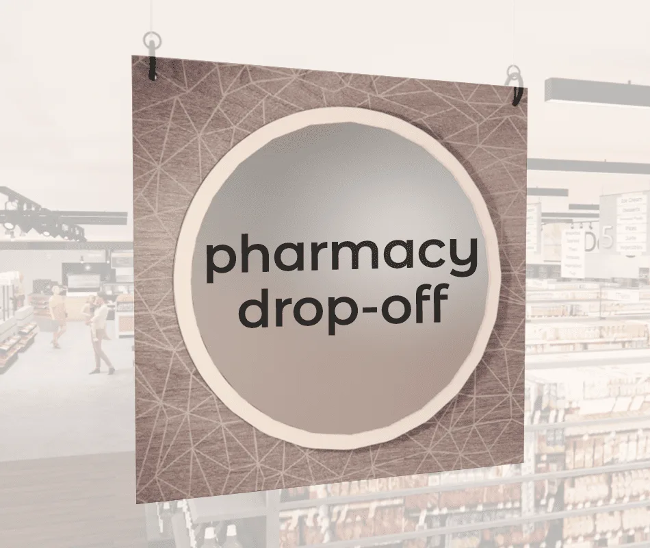 Department Sign, Hanging (Modern) - Large, Pharmacy Drop-off Shop2It Retail - Department Sign, Hanging (Modern) - Large, Pharmacy Drop-off