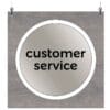 Modern Collection's single sided large dept with text "customer service" that is digitally printed on vinyl-wrapped wood core