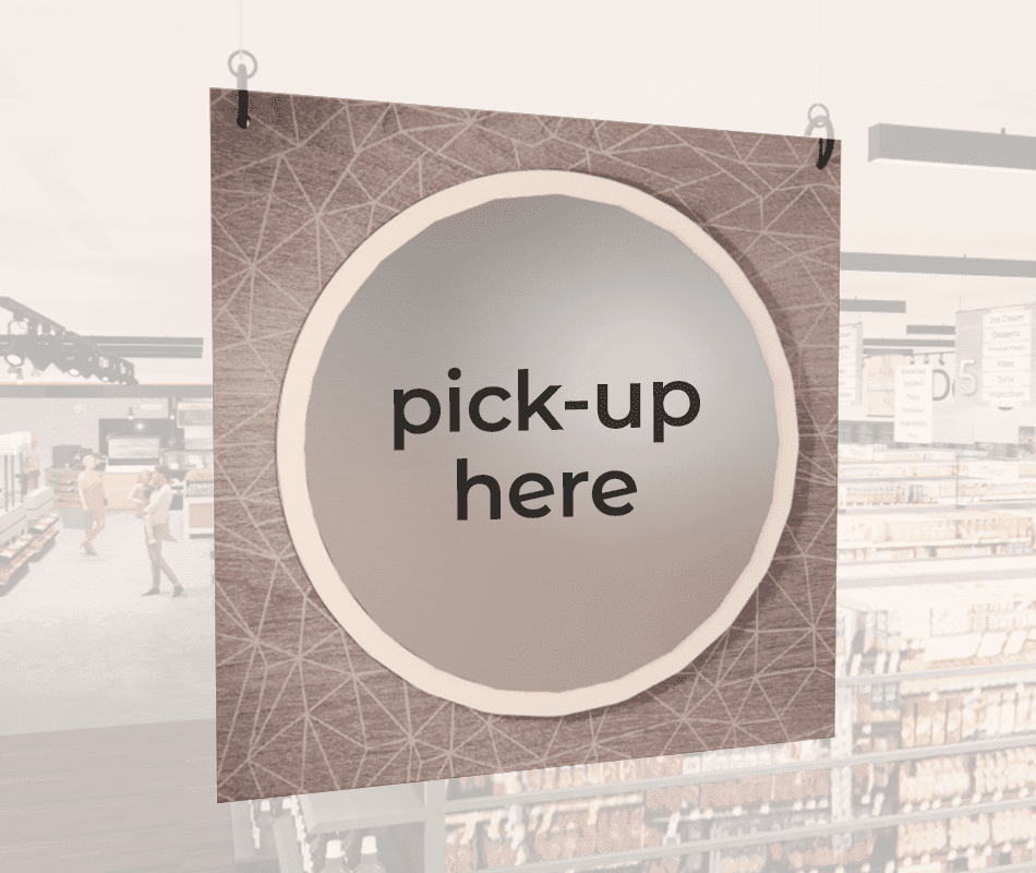 Department Sign, Hanging (Modern) - Large, Pick-up Here Shop2It Retail - Department Sign, Hanging (Modern) - Large, Pick-up Here
