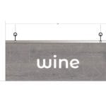 Modern Collection's single sided department with text "wine" sign that is 8" tall by 20" wide with vinyl-wrapped wood core