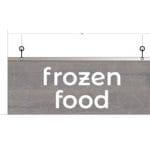 Modern Collection's single sided dept with text "frozen food" sign that is 8" tall by 20" wide with vinyl-wrapped wood core