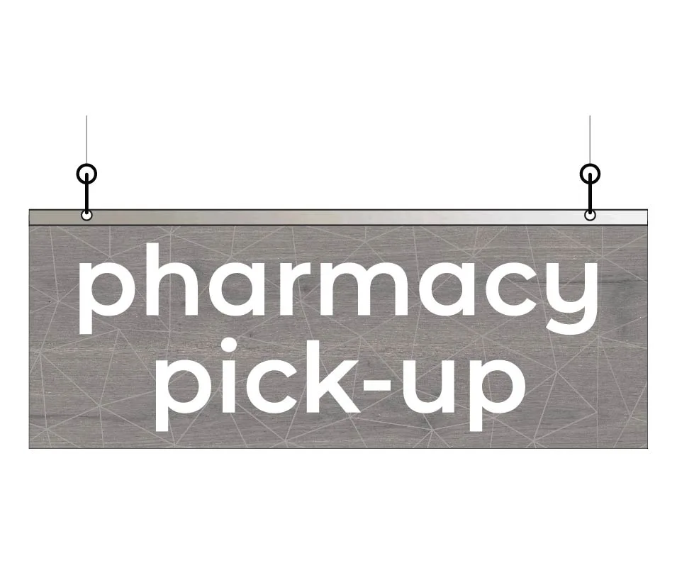 Department Sign, Hanging (Modern) - Small, Pharmacy Pick-up Shop2It Retail - Department Sign, Hanging (Modern) - Small, Pharmacy Pick-up