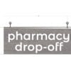 Modern Collection's single sided dept sign with text "pharmacy drop-off" that is 8" tall by 20" wide and a finished back.