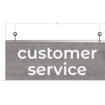 Modern Collection's single sided department sign with text "customer service" that is 8" tall by 20" wide and a finished back