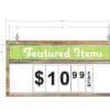 Natural Collection's hanging promotional sign compatible with dry erase insert and flip pad insert, both sold separately.
