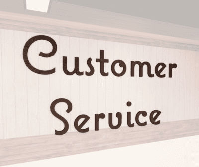 Natural collection wall copy dimensional letters for Customer Service department wayfinding. Brown painted finish.