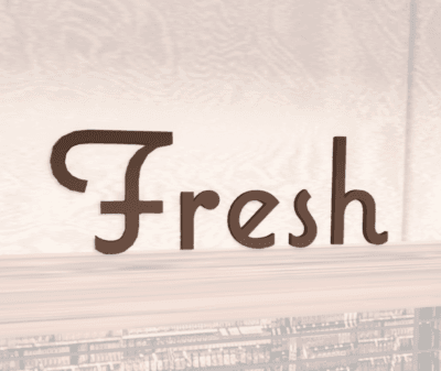 Natural collection wall copy dimensional letters for Fresh food department wayfinding. Brown painted finish on face and sides