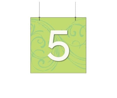 Natural Collection's double sided aisle hanging sign with background and checkstand number printed on 6-millimeter PVC.