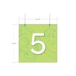 Natural Collection's double sided aisle hanging sign is 23.5" tall by 23.5" wide and .25" thick with customizable number.