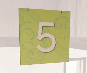 Natural Collection's double sided aisle hanging sign with a digitally printed customizable number to create a unique layout.