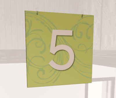 Natural Collection's double sided aisle hanging sign with a digitally printed customizable number to create a unique layout.