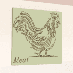 Traditional Collection's wayfinding department sign for the "Meat," that is digitally printed on vinyl-wrapped wood core.
