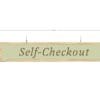 Traditional Collection's self-checkout sign has the same wood grain pattern on both sides it measures 10" tall by 56.5" wide