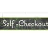 Natural Collection's hanging self-checkout section wayfinding sign that is 6 millimeter PVC and 9" tall by 23" wide.