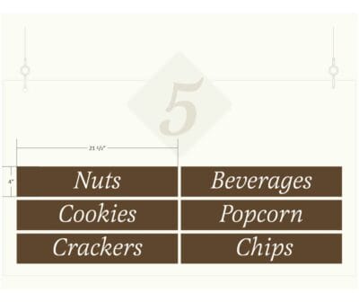 Traditional Collection's aisle marker insert kit with customizable text.Dimensions for the inserts are 4.5" tall by 21.5" wide