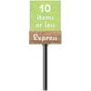 Natural Collection's checkstand cube for the Express Lane with text "10 items or less," & "express," on the left/right side.