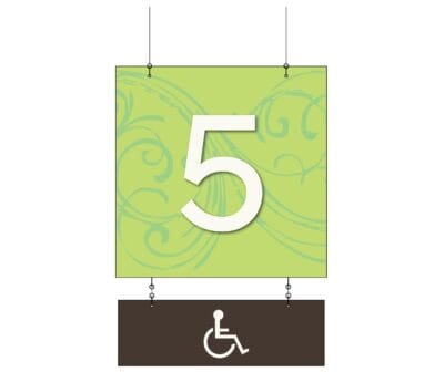 Natural Collection's double-sided hanging ADA Access Lane the pendant background and ADA symbol are digitally printed on PVC