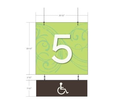 Natural Collection's double sided hanging sign is 23.5" tall by 23.5" wide and digitally printed on 6 millimeter PVC.
