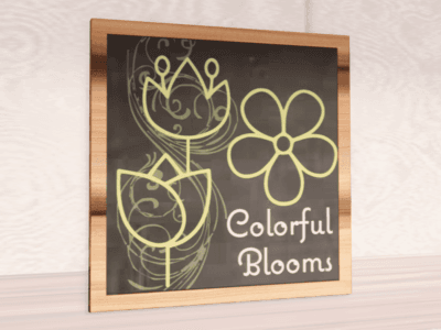 Natural Collection's 31.5 inch square wall-mounted graphic with text "Colorful Blooms" for Floral Department Wayfinding