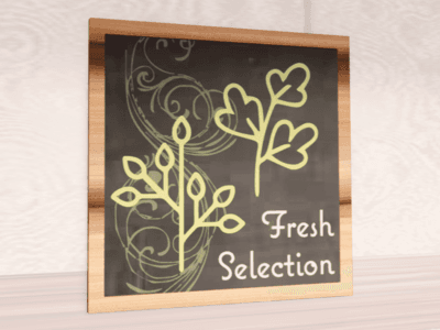 Natural collection wall graphic wall mounted sign with the words "Fresh Selection" for Fresh department wayfinding.