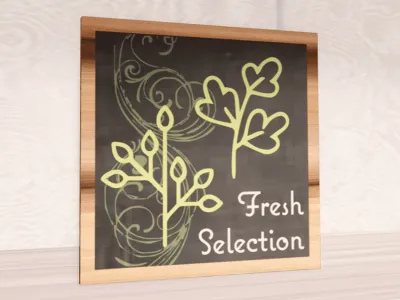 Natural collection wall graphic wall mounted sign with the words "Fresh Selection" for Fresh department wayfinding.