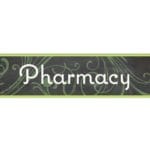 Natural Collection's hanging department sign with text reading "Pharmacy" for Pharmacy Department wayfinding.