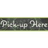 Natural Collection's large 9" tall by 36" wide hanging department sign with text "Rx Pick-up" for Pharmacy Dept Wayfinding.