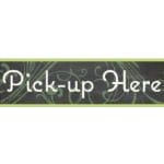 Natural Collection's large 9" tall by 36" wide hanging department sign with text "Rx Pick-up" for Pharmacy Dept Wayfinding.