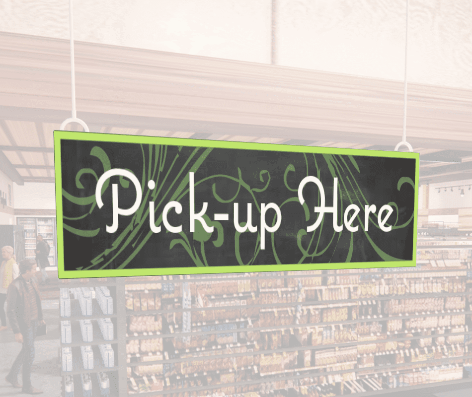 Department Sign, Hanging (Natural) - Pick-up Here Shop2It Retail - Department Sign, Hanging (Natural) - Pick-up Here