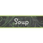 Natural Collection's large 9" tall by 36" wide hanging department sign with text "Soup" for Perpared Food Dept Wayfinding.