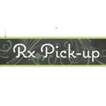 Natural Collection's small 6" tall by 18" wide hanging department sign with text "Rx Pick-up" for Pharmacy Dept Wayfinding.