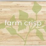 Modern Collection's square wall graphic sign with the text "farm crisp" in dimensional copy for produce department wayfinding.