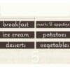 Natural Collection's aisle marker inserts with the text digitally printed on styrene that are 21.5" by 4" with .03" thickness