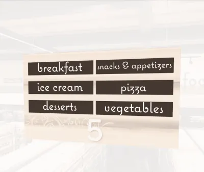 Natural Collection's aisle marker inserts for the frozen food section which is to be paired with the Natural Aisle Marker.
